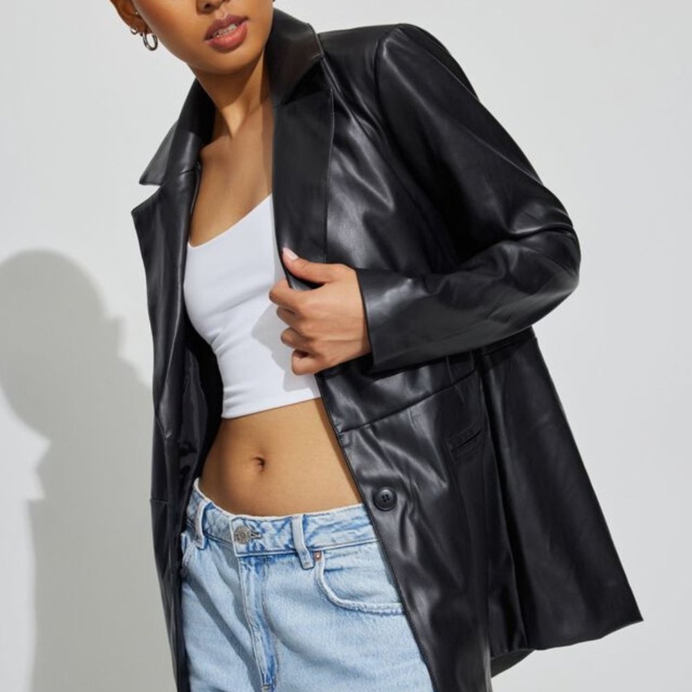 Vintage 90s Genuine Black Leather Jacket